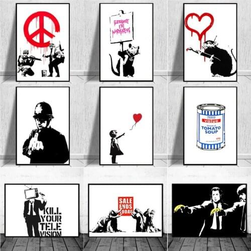 Graffiti Banksy Print Wall Art Canvas Painting Nordic Posters and Prints Wall Pictures for Living Room Abstract Home Decoration