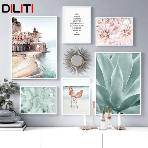 Italy Coastal Town Canvas Painting Picture Scandinavian The Fountains of Bernini Print Poster Flamingo Wall Art Home Decor