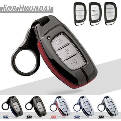Fit for HYUNDAI Tucson 3 4 Button Alloy Leather Remote Smart Key Skin Case Cover