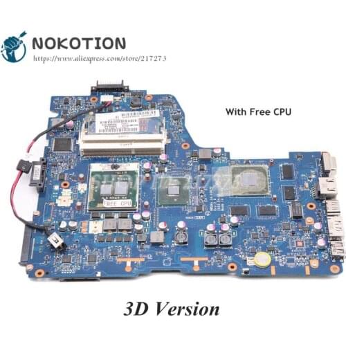 NOKOTION For Toshiba Satellite A660 A665 Laptop Motherboard with 3D version K000104430 NWQAA LA-6062P HM55 DDR3 Free CPU
