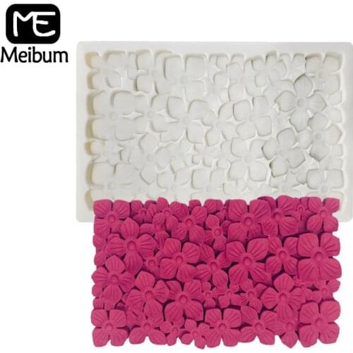 Meibum Fondant Molds Hydrangea Flower Border Silicone Mould Cake Decorating Tools Gumpaste Craft Dessert Milky Baking Pan