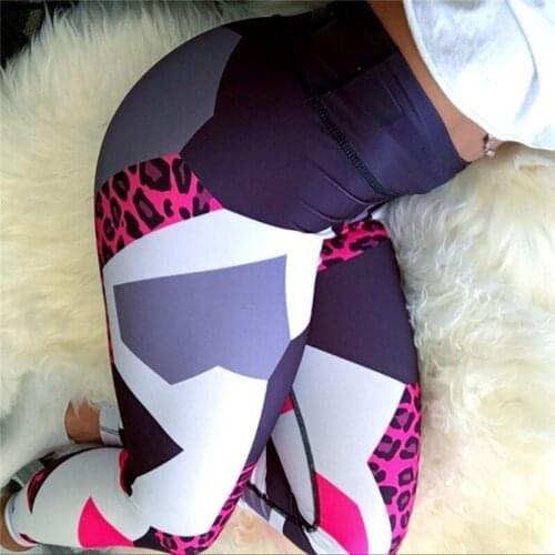 Fashion fitness Leopard pattern printing women leggings hip elastic slim leggings