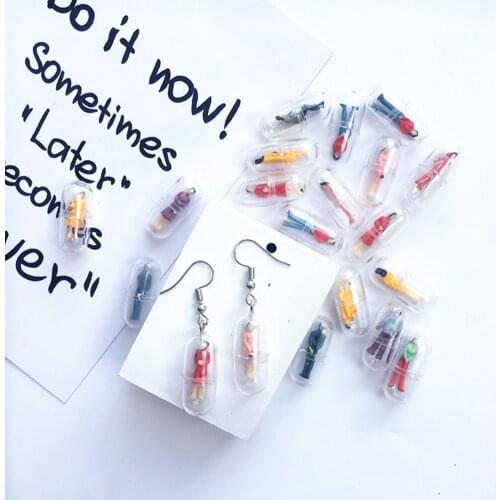 Fashion Cute Creative Capsule drop earrings funny lovely Geometric Dangle Earrings Unique jewelry gift for girl