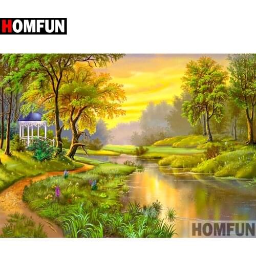 HOMFUN Full Square/Round Drill 5D DIY Diamond Painting "Sunset scenery" Embroidery Cross Stitch 5D Home Decor A07448
