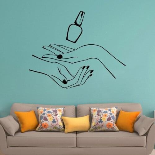 Nails Beauty Salon Wall Decal Hands Polish Pattern Manicure Wall Stickers Girls Nails Design Spa Vinyl Bathroom Art Mural SYY740
