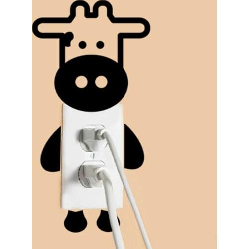 1 Pcs Diy Cute & Funny animal cow switch stickers Wallpaper decorating bedroom home decoration