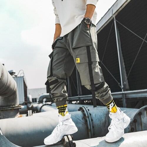 2021 New Hip Hop Joggers Cargo Pants Men Harem Pants Multi-Pocket Ribbons Man Sweatpants Streetwear Casual Mens Pants S-6XL