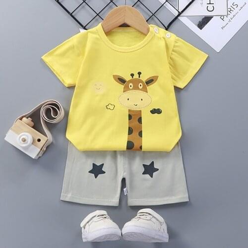 H977 New Boy Girl Clothes Set Toddler Baby Boys Clothing Suit T Shirt Top + Shorts Summer Beach Sport Outfits Children Clothes