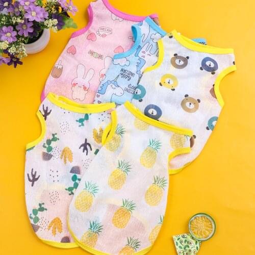 New Pet Sleeveless T-Shirts Cactus Rabbit Pineapple Bear Unicorn Printed Sleeveless