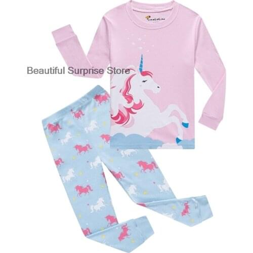 Baby Animal Unicorn Clothes Sleepwear Pajamas Long Sleeve Pajamas Set Kids Outfit Clothing Sleepwear Autumn Girls Pyjama Suit