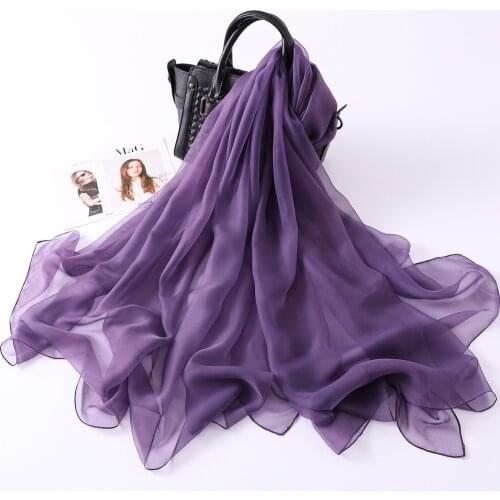 Solid Color Silk Scarf Female Candy Color Beach Towel Big Shawl Female Versatile Thin Spring and Summer Scarf