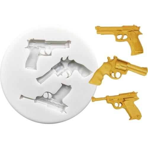 Wholesale 10 pcs/lot Pistol Handgun Silicone Sugarcraft Mold Chocolate Cupcake Baking Fondant Cake Decorating Tools