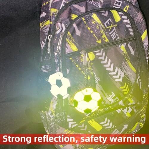 ORAFOL 600 Light Football Pattern Reflective Keychain Key Ring Fluorescent Pendant Safety Warning Walking Cycling Reflector