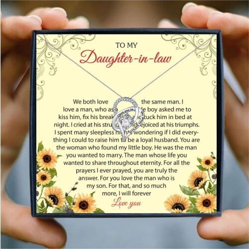 Cubic Zirconia Heart Pendant Necklace Gift To Daughter In Law I Love You to The Moon and Back Crystal Necklace for Women