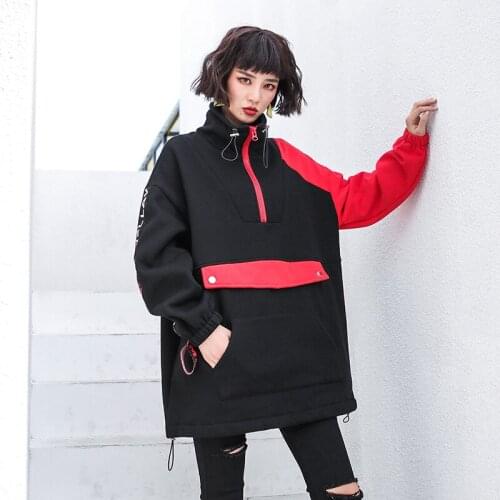 Neatie kiddie Autumn Winter Plus Cashmere Korean Style Harajuku Streetwear Womens Long Coat Pullover Parka Clothes