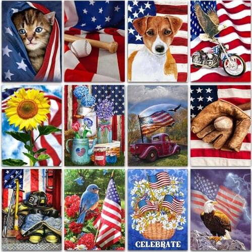 Full Square 5D Diamond Painting American Flag Mosaic Diamond Embroidery Flower And Bird Rhinestone Cross Stitch Kit Home Decor