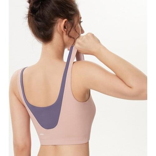 Push Up Padded Gym Fitness Bras Crop Tops Yoga Suit Female Sportswear Soft Stretchy Patchwork Shockproof Running Women Tops -40