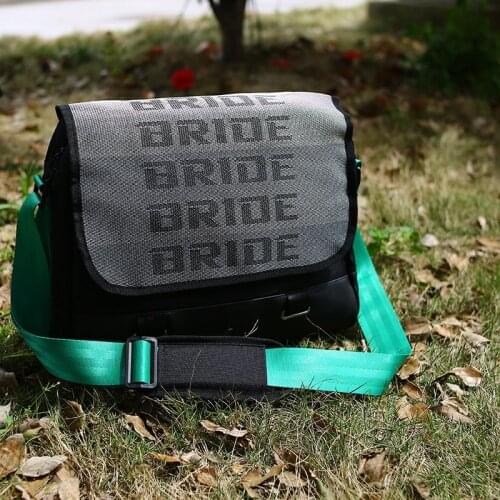 JDM Style Seat Belt Harness Adjustable Racing Fabric Crossbody Bag Travel Bag Large Big capacity Leather Bottom