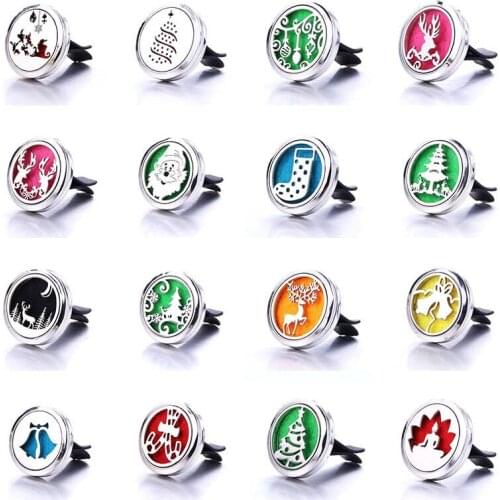 Christmas Series Car Clip Aromatherapy Essential Oil Diffuser Car Air Outlet Freshener Stainless Steel Decoration Perfume Locket