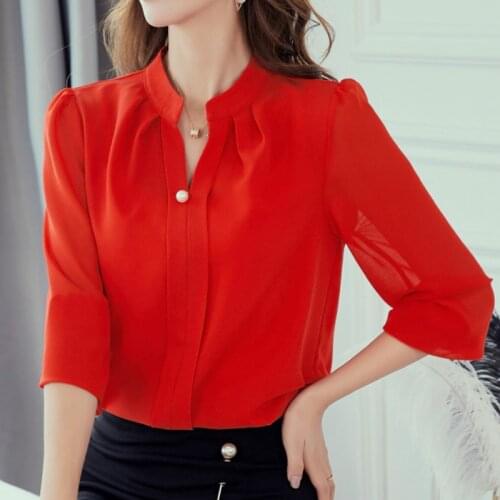 2019 New Womens Spring Shirt Autumn Fashion Shirts Slim Casual Chiffon Blouses Office Women Tops Elegant Blouse Plus Size Top