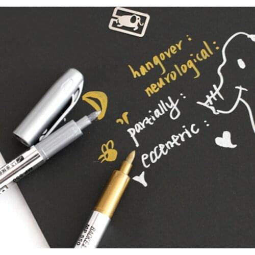 Metal color craft pen, gold and silver marker pen, sign-in and signature pen, metal pen for greeting card and photo album