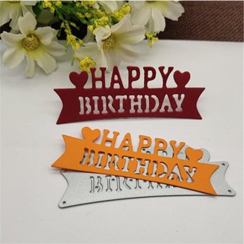 Happy Birthday Words Metal Cutting Dies Stencils Scrapbooking Decorative Embossing Folder Carbon Steel Paper Card DIY Die Cuts