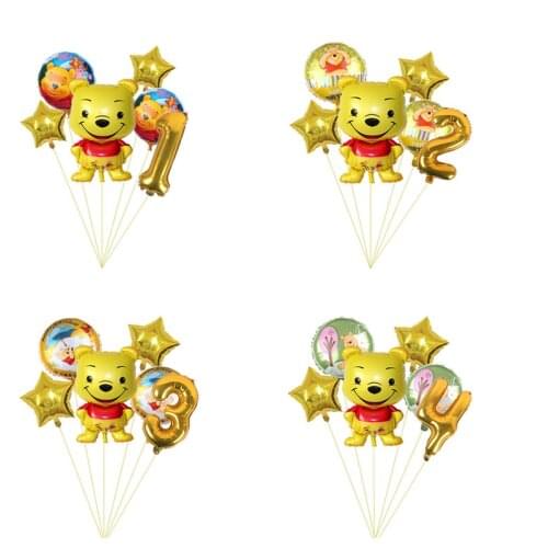 Winnie the Pooh Party aluminum foil balloons Animal cartoon Party decoration Bear and honey tree Birthday party number balloons