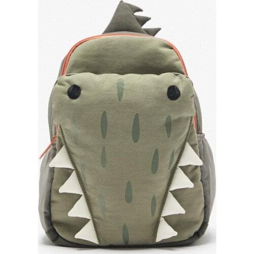 School Bag Boys And Girls of New cute three-dimensional green small crocodile backpack personality student bag Backpack Purse