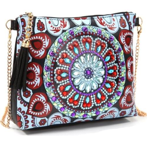 Diamond Painting Clutch Storage Bag Women Special Shaped Diamond Creative Mandala Leather Shoulder Bag Zipper Chain DIY Craft