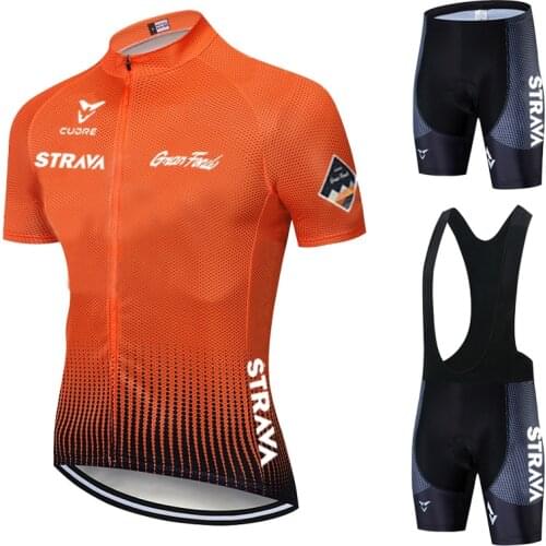 2021 STRAVA Summer Cycling Jersey Set Maillot Ropa Ciclismo Cycling Bicycle Clothing MTB Bike Clothes Uniform Pro Cycling Set