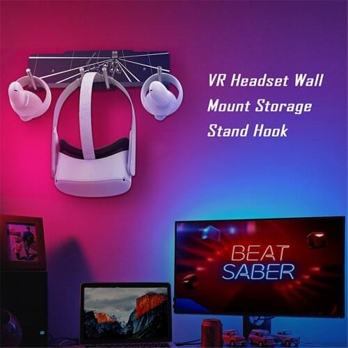 Universal Wall-mounted Metal Hanging Bracket Space-saving Storage Hook Hanger for Oculus Quest 2/ Quest 1/Rift S VR Headset