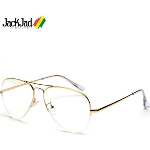 JackJad Vintage Half Frame Aviation Metal 6589 Style Plain Glasses Fashion Brand Design Eyewear Frame Eyeglasses Oculos De Grau