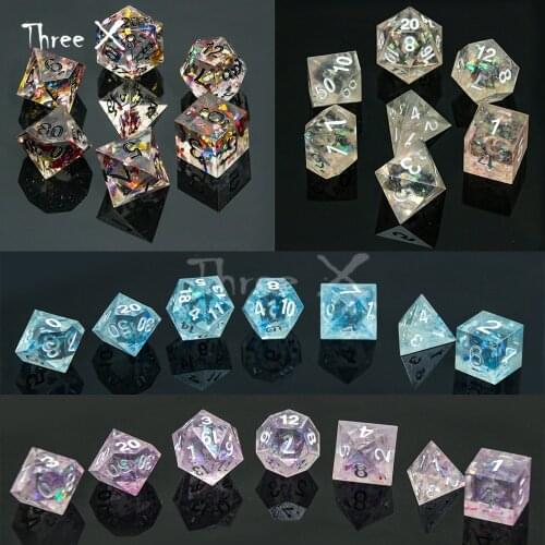 Top Grade Handmade Colorful Sharp Edge and Beautiful Dice Set 7pcs/set D4-D20 with DND RPG Gift Boardgames