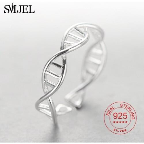 SMJEL Geometric Helix Statement Rings Women Female Molecule Pendant DNA Shape Rings Biology Jewelry Gift Graduation