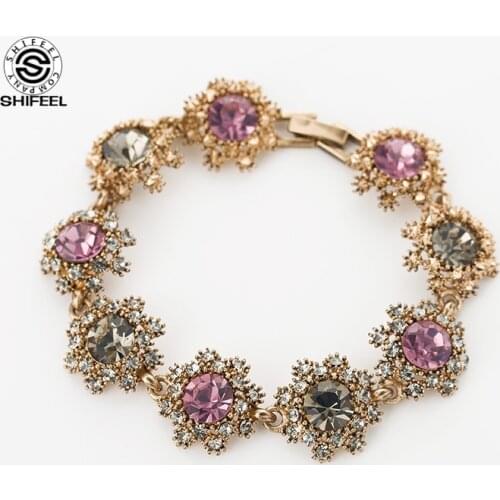 SHIFEEL 2018 New EuropeStyle Rhinestone Crystal Snowflake Personality Retro Womens h Bracelet