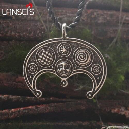 Lanseis 10pcs Slavic Lunula Womans Necklace Pendant Norse Viking Jewelry