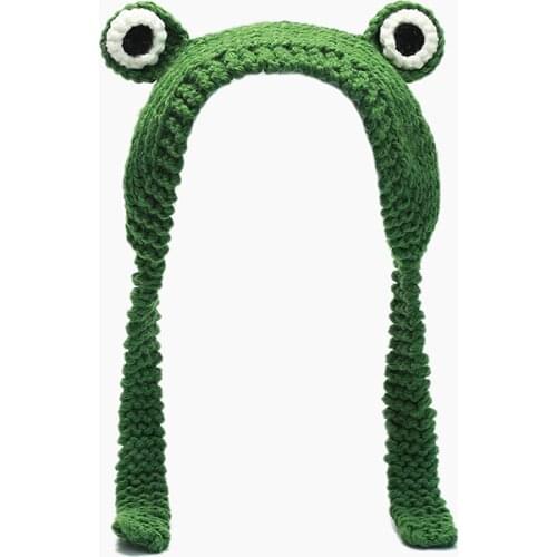 Frog Hat Beanies Knitted Winter Hat Cute Cap Women Girl Frog Eyes Knitted Hat Warm earmuffs Winter Lovely Christmas Gift
