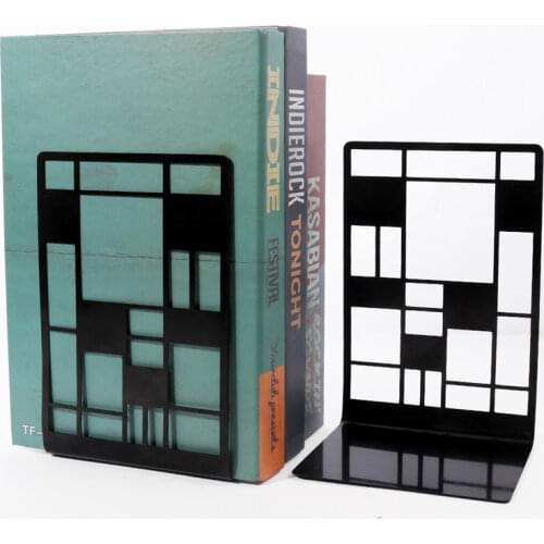 Drop Shipping 1Pair High quality Creative Bird Tree geometric Shaped Metal Bookends Black Desk Organizer Storage Holder Shelf