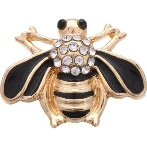 10pcs/lot New 12mm Snap Jewelry Golden Little Bee Rhinestone Mini Metal Snap Buttons fit 12mm Snap Bracelet Earrings Necklaces