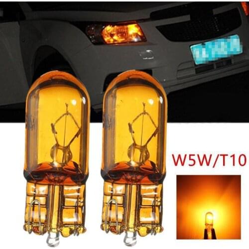 10pcs/lots T10 168/W5W 5W Halogen Car Globe Front Sidelight Headlight Bulb Yellow