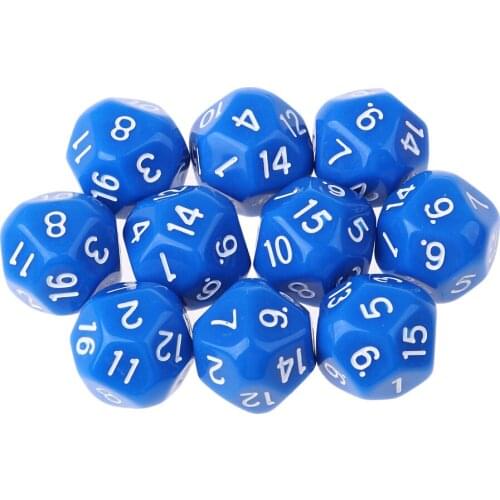 10Pcs 16 Sided D16 Acrylic Dices Table Game Accessory Toys for DND MTG TRPG and Education or School Supplies