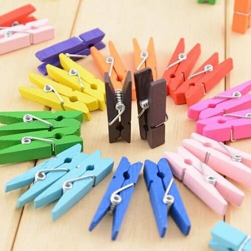 20 Pcs Multi-color Wood Clothespins Wooden Laundry Clothespins Paper Craft Clip