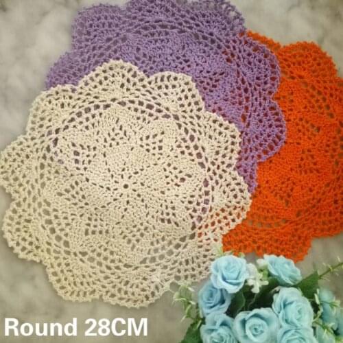28CM Round Exquisite Crochet Flowers Wedding Doily Individual Table Placemat Pad Coasters Coffee Mat Banquet Home Kitchen Decor