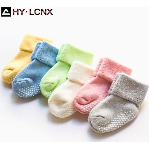 3 Pairs/Lot Autumn Winter Baby Socks Children Thicken Warm Cotton Sock Boy Girl Toddler Non-slip Kids Socking For Newborn Babies