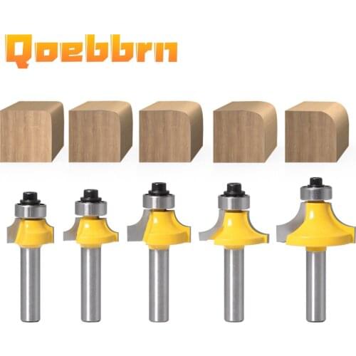 5pcs 8mm Corner Round Over Router Bit with Bearing Milling Cutter for Wood Woodworking Tool Tungsten Carbide