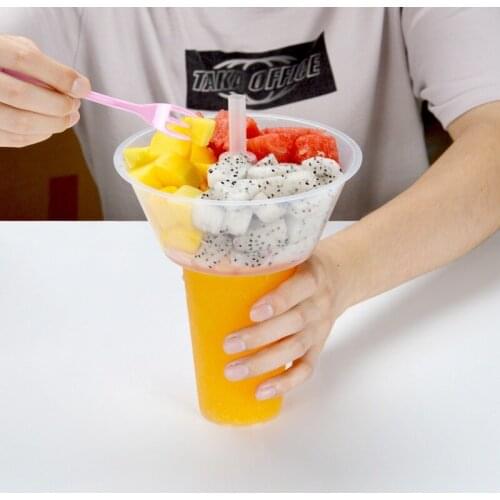 50pcs Creative disposable milk tea plastic cup beverage juice coffee fruit takeaway packaging cups party favor decoration cups
