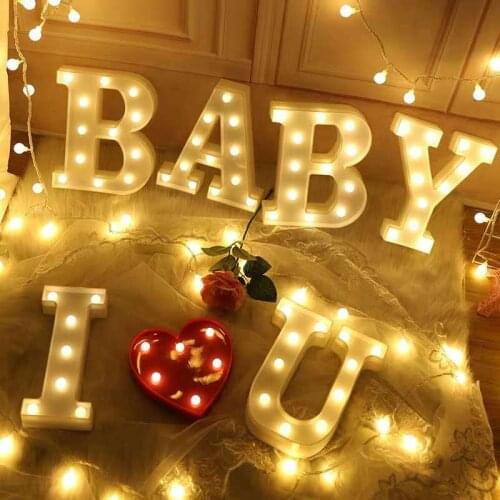 Battery Powered By LED Light Letter A-Z 1st Birthday Party Decor Baby Shower Party Birthday Wedding Decorations Custom Baby Name