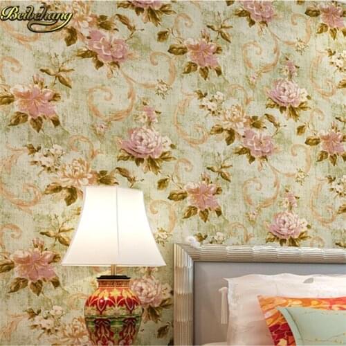 Beibehang American retro floral garden to do the old wind flocking non-woven wallpaper papel de parede