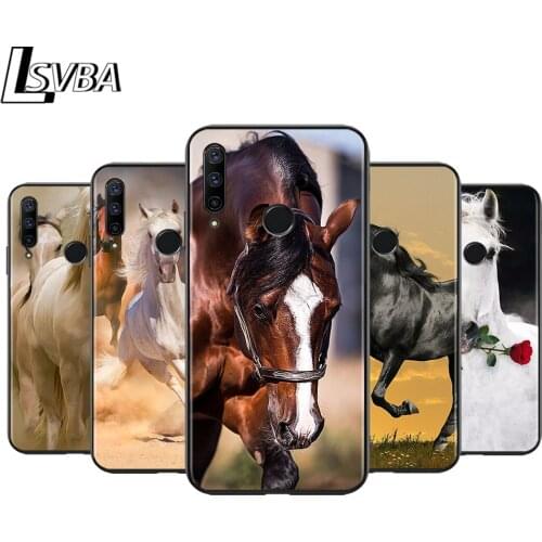 Anti-Fall Soft Black Cover Running Horse Animal For Huawei Honor 10i 10 8S 8C 8X 8A 8 7S 7A 7C Pro Phone Case