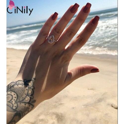 CiNily Luxury Morganite Zircon Rose Gold For Women Wedding Party Ring Jewelry Gift Size 5-10 NJ463